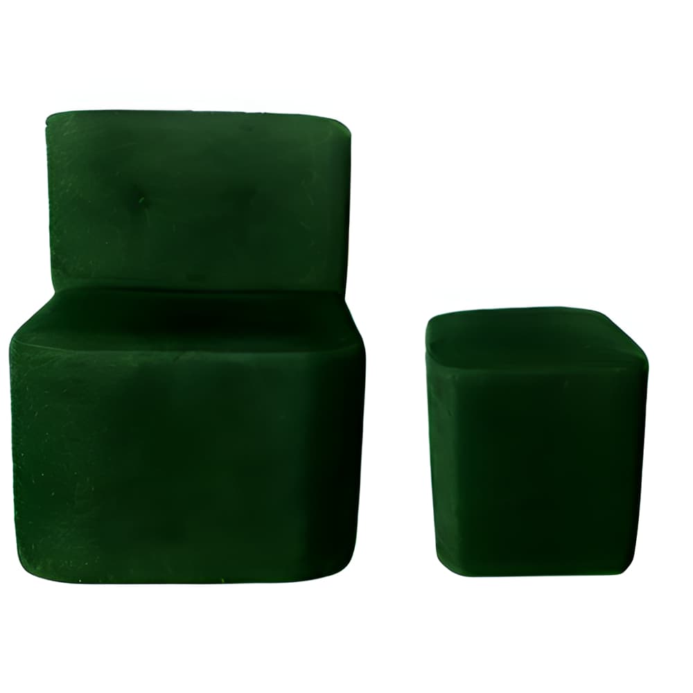 Poltrona Milena e puf detoriativo para sala de estar conforto e estilo suede verde escuro