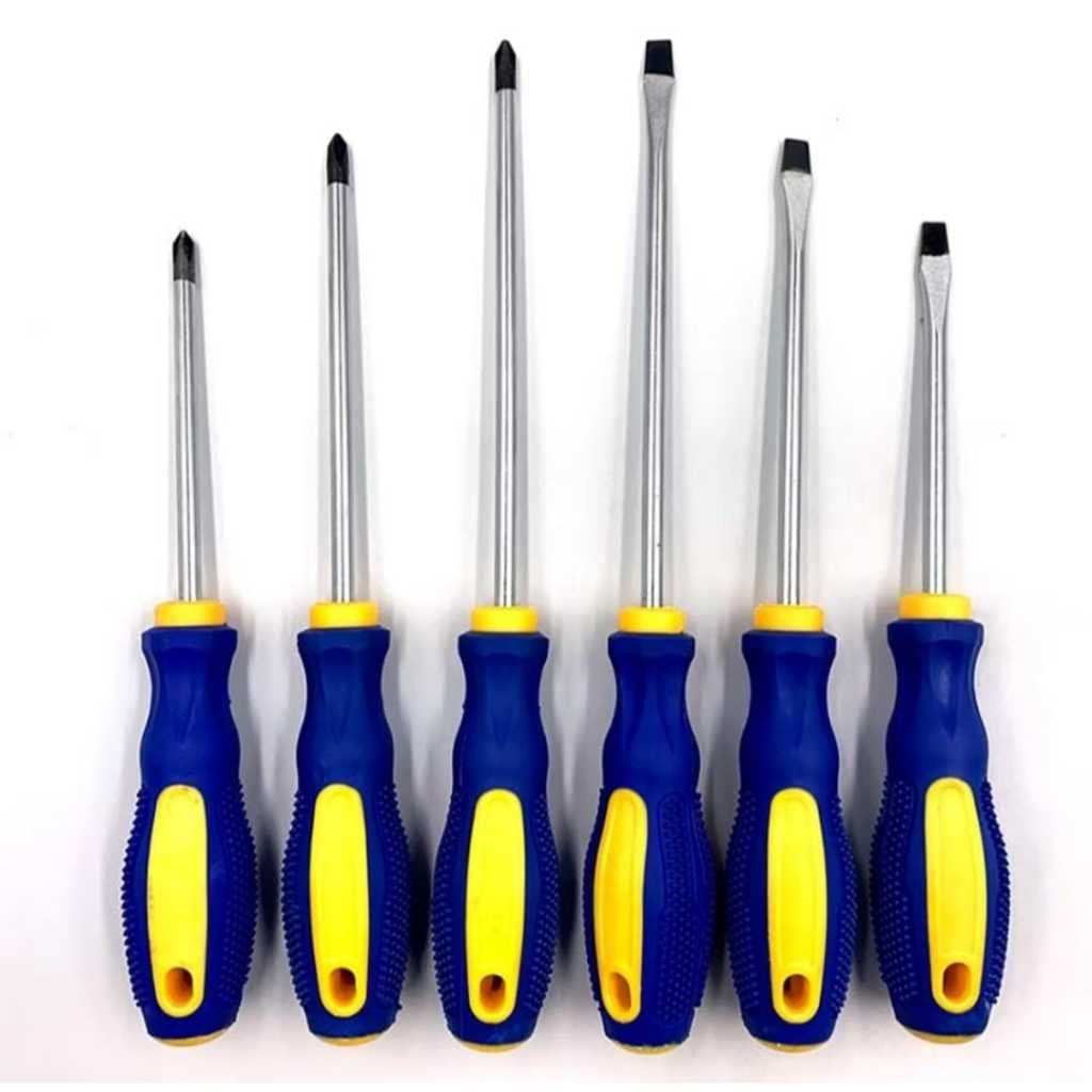 KIT com 6 unidade de 3 Chaves De Fenda e 3 Philips Aço Cabo Emborrachado