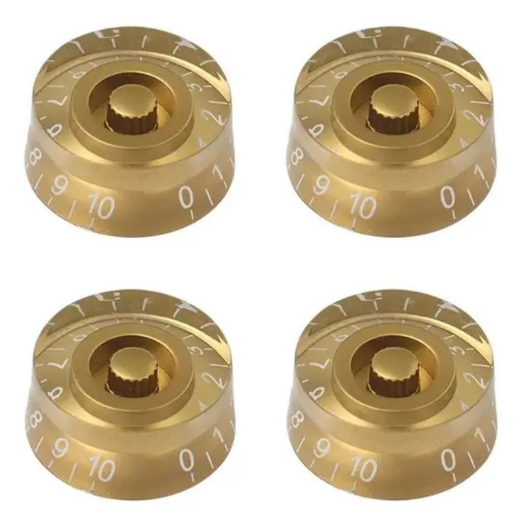 Kit 4 Knob Dourado Para Guitarra Baixo Les Paul Sg Prs