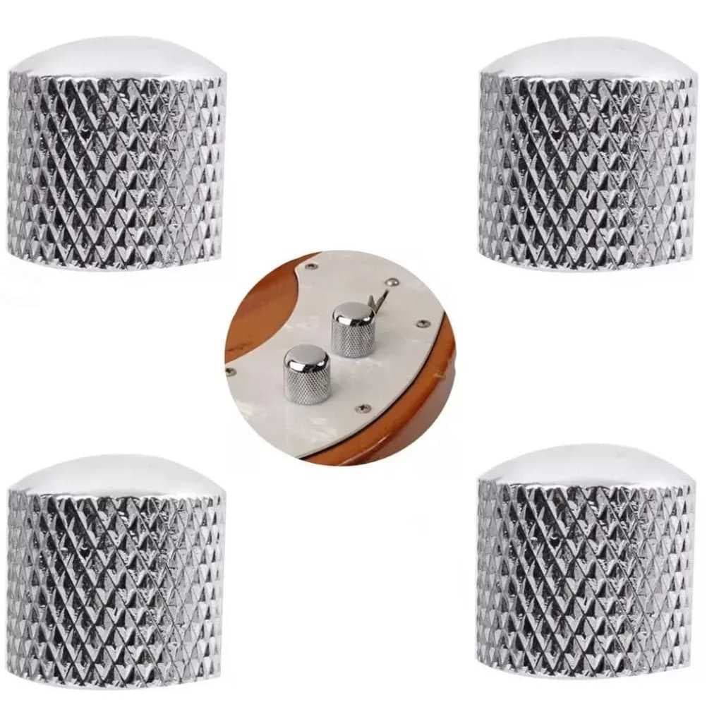 Kit Com 4 Knob Metal Para Guitarra Baixo Prateado Divine