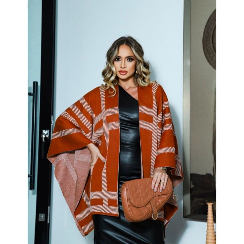 Poncho Capa Blusa Feminina De Inverno Tricô Longo Sobretudo