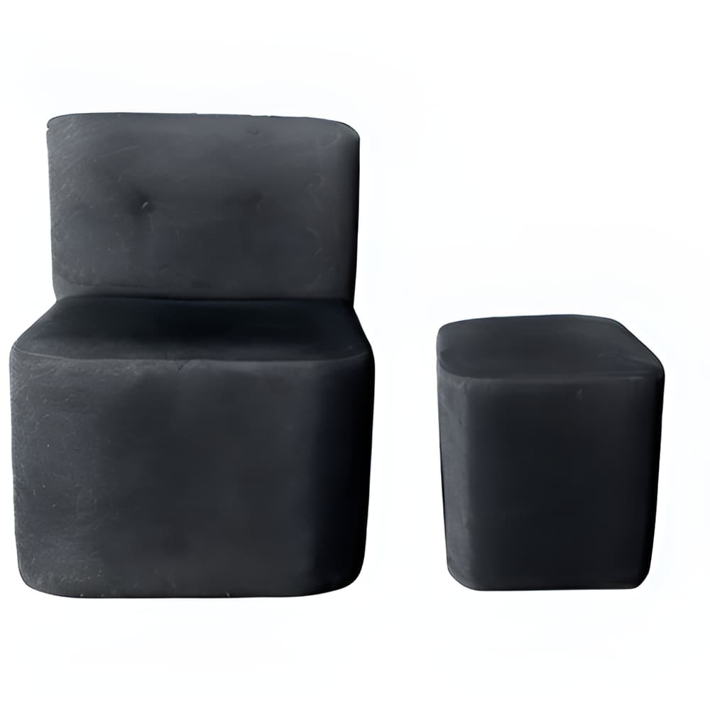 Poltrona Milena e puf detoriativo para sala de estar conforto e estilo suede cinza