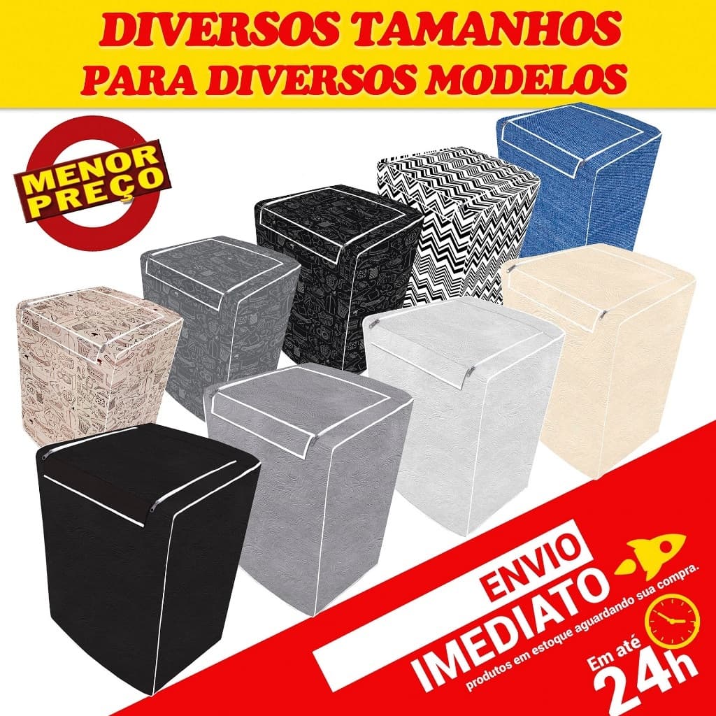 Capa Protetora p/ Máquina d Lavar 10kg 11kg 13kg 14kg 15kg Zíper Lavadora Brastemp Consul Electrolux