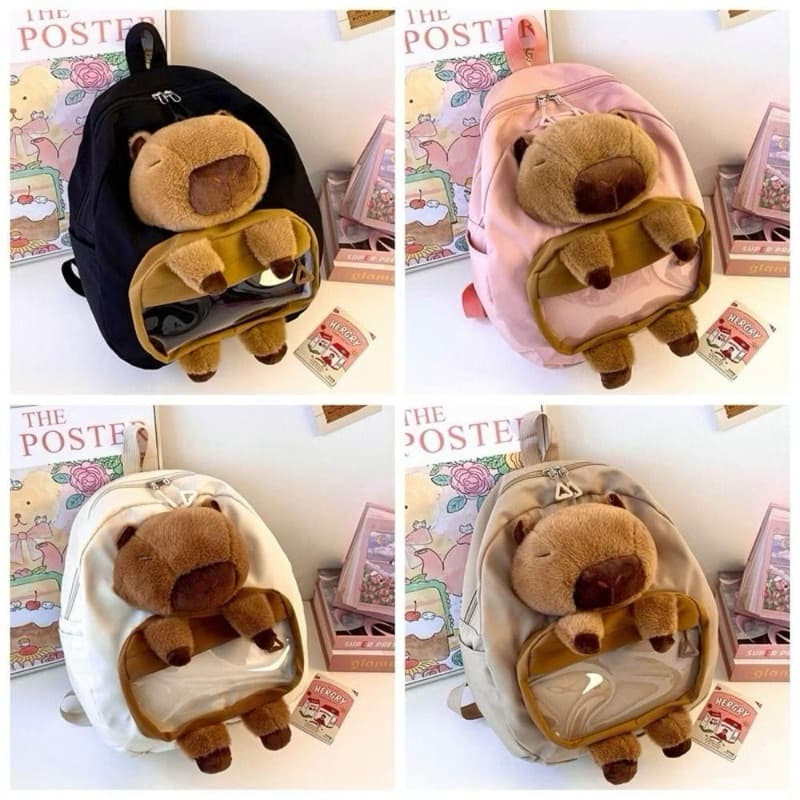 Mochila De Pelúcia Capivara Bolsa De Ombro De Boneca De Grande Capacidade , Estilo Coreano