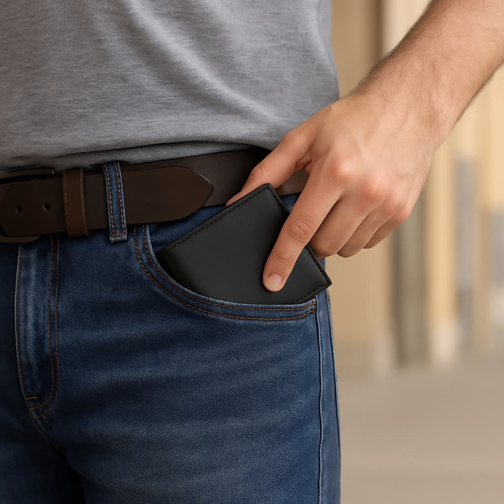 Carteira Masculina Slim Couro Sintético Preto Porta Cartões CNH Compacto Elegante Leve Prática