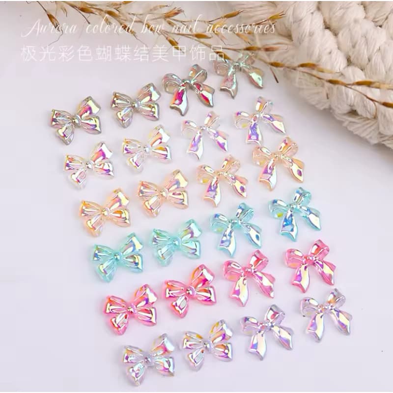 kit Laços fofos Apliques De Resina Para Decoração De Unhas laços Ou Artesanato Cintilante DIY 20pçs