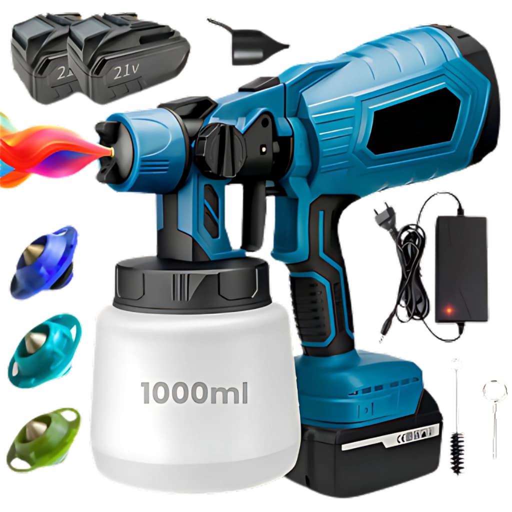 Pistola Elétrica para Pintura Pulverizador de tinta Compressor com 3x Bicos Acessórios Portátil Recarregavel