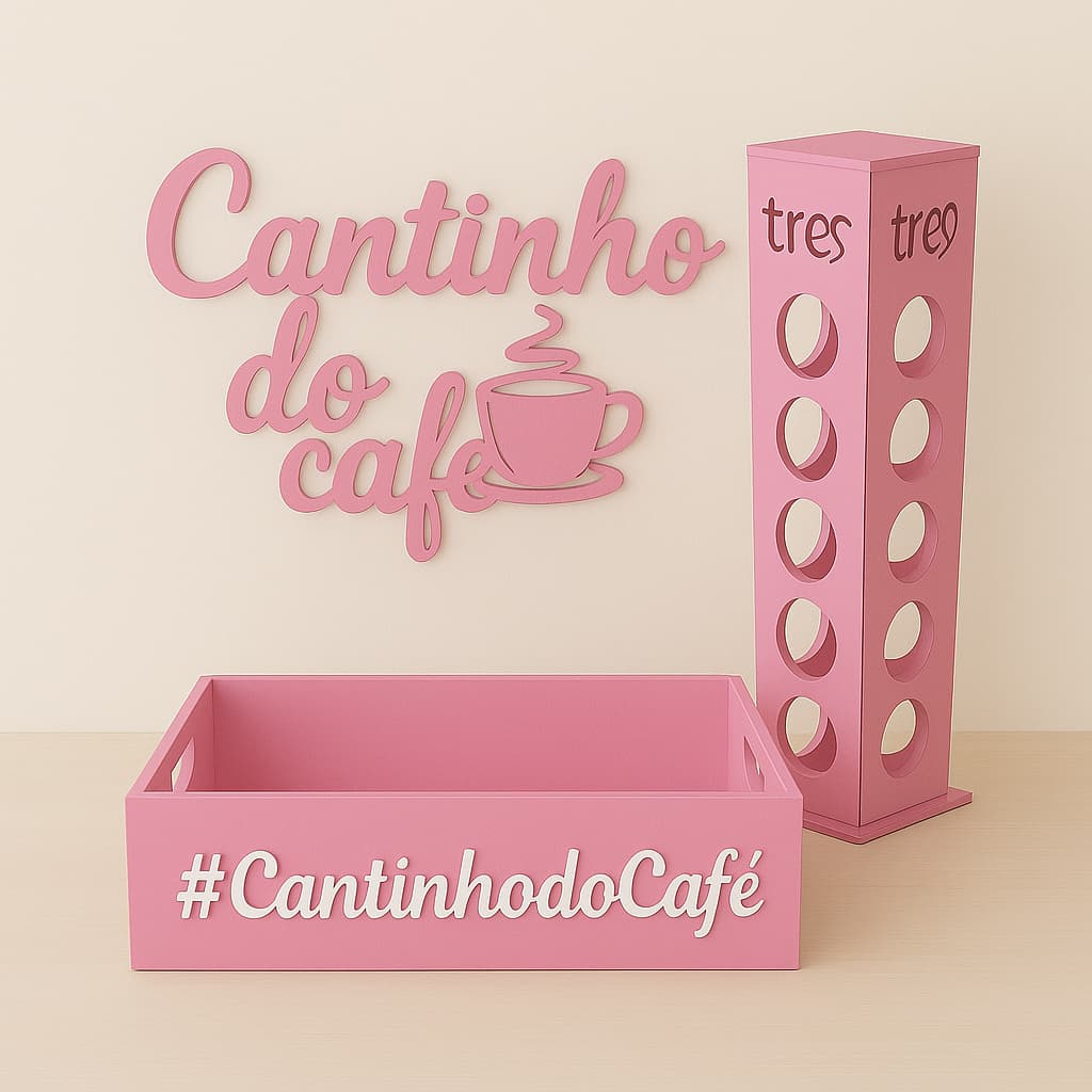 Kit Bandeja Café + porta capsulas Na Cor Rosa