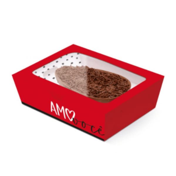 kit 6 Caixa Amo Voce Para Meio Ovo 350G Acompanha Colher Cromus Embalagens