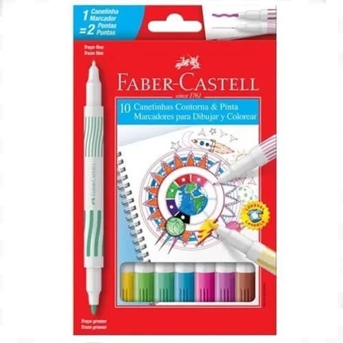 Canetinha Contorna & Pinta Duas Pontas 10 Cores Faber-Castell