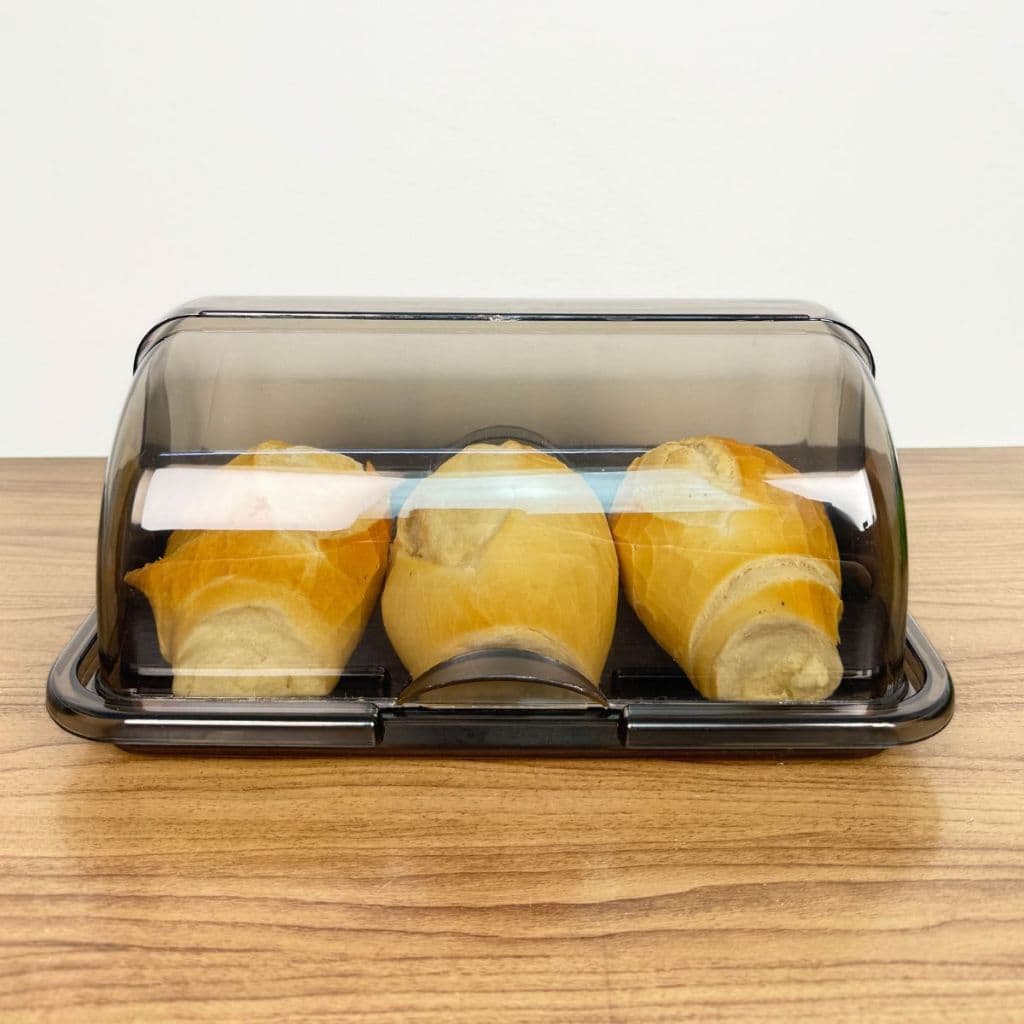 Porta-Pão de Plástico com Tampa Transparente – Conserva Pães Frescos – Ideal para Pão Francês, Pão de Forma e Assados