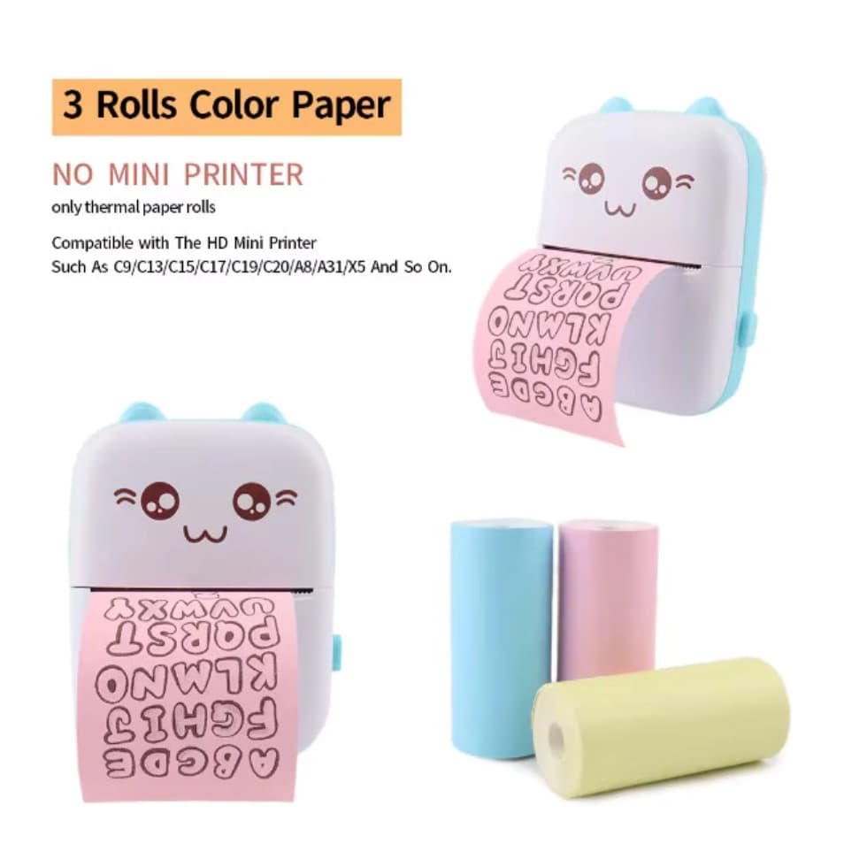 Kit 3 / 6 Rolos Bobinas Coloridas Papel Termico Impressora 57x30mm