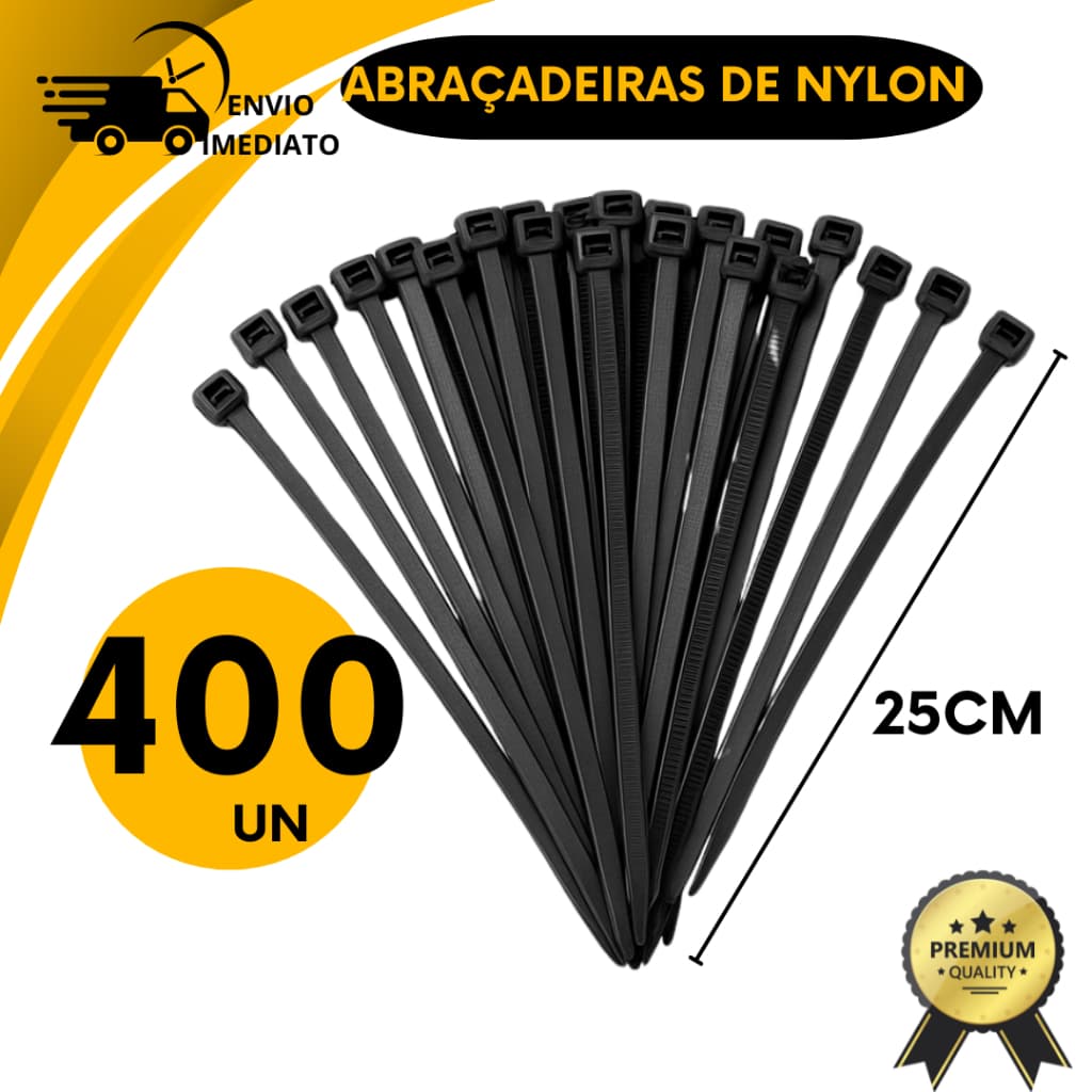 Abraçadeira de Nylon Preta Enforca Gato Vários Tamanhos Alta Resistência Ideal para Fios e Cabos