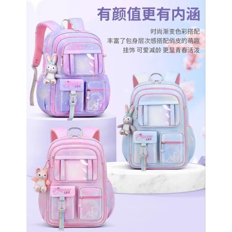 Mochila Escolar Infantil Menina Princesas Reforçada Bolsa Feminina Leve Grande Capacidade Grade