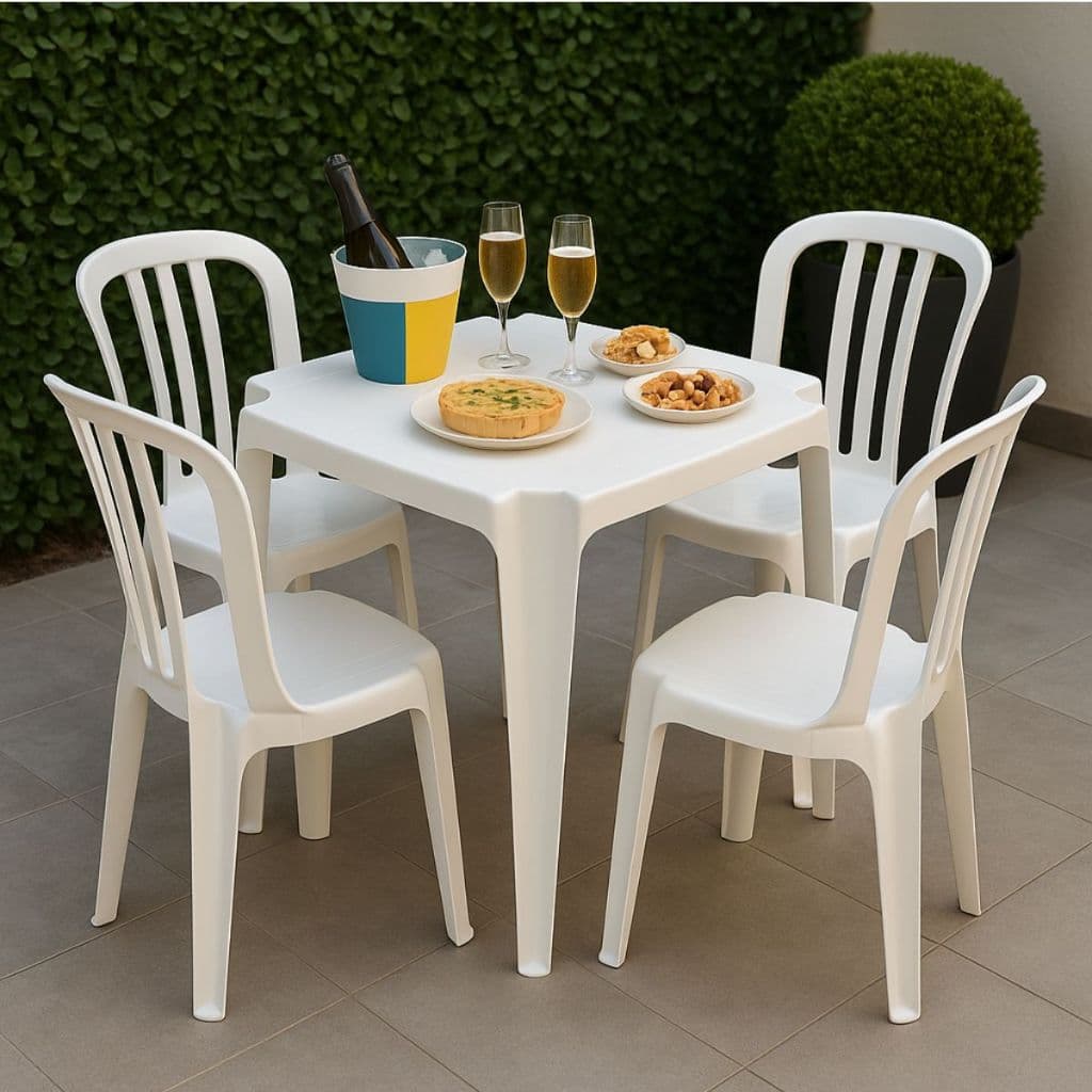 Kit Cadeira e Mesa Plastica 182Kg Cozinha Eventos Poltrona Area de Lazer Resistente Empilhavel Kit