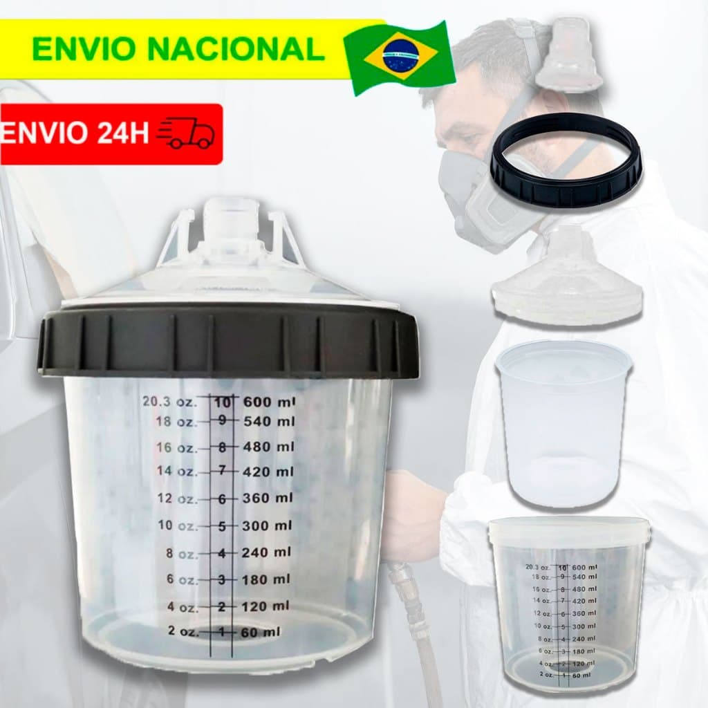 Kit Pintura Com Copo Descartável/Copo Medida/tampa Peças Para Pistola de Pintura