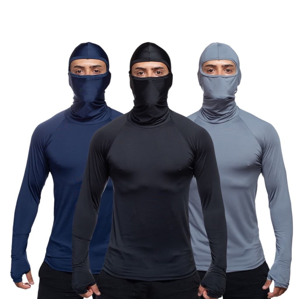 Kit 03 Camisa Termica Para Motociclista Proteção Sol Uv 50 Motoboy Entregador Trabalhador