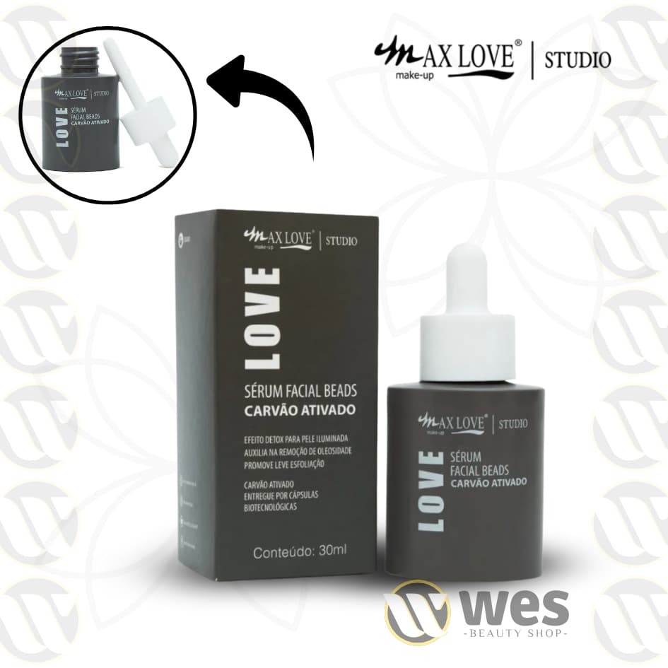 Sérum Facial Carvão Ativado Detox Antioleosidade - Max Love 30ml