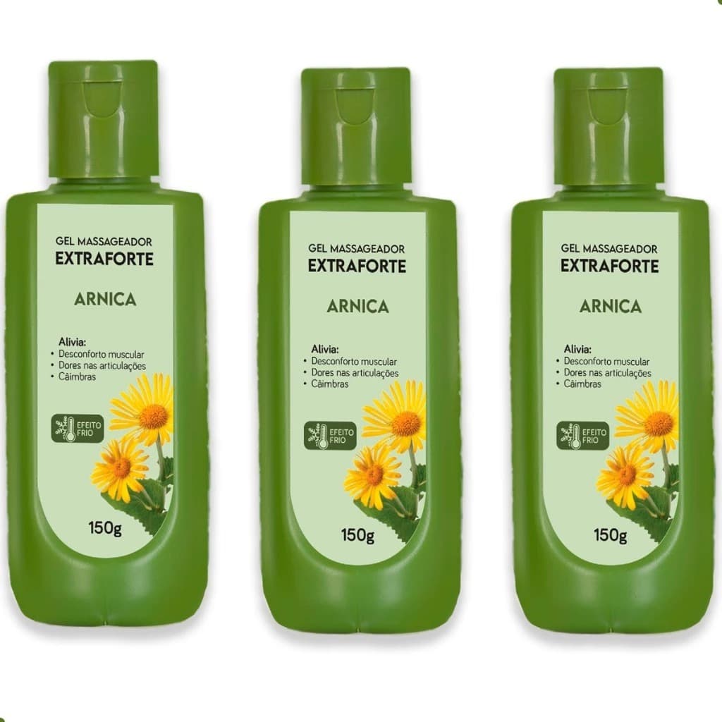 Kit 3 Gel Massageador Extra Forte Arnica Gel Relaxante Abelha Rainha Bom Médico