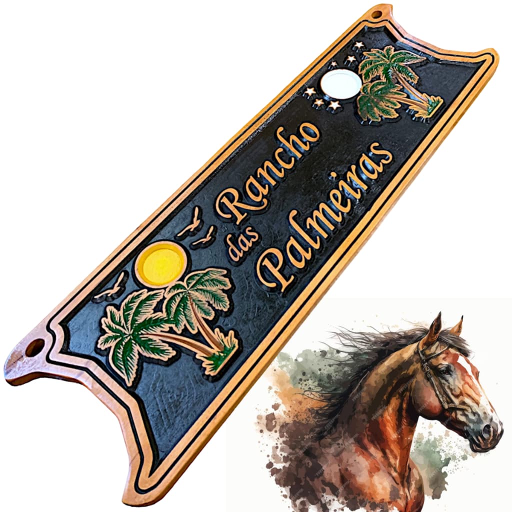 Placa Personalizada de Sítio Chácara Fazenda Porteira Rancho | Entalhada Em Madeira Maciça Decoração