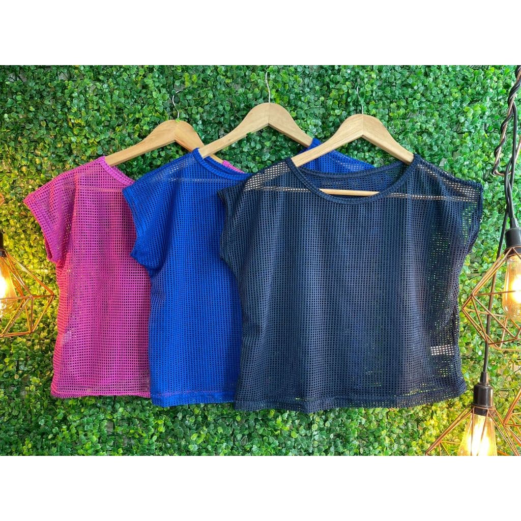 Kit 3 Croped Tela Arrastão Tradicional  Fitnes Feminino  Academia Confortável para Malhar e de Qualidade Moda Esportiva