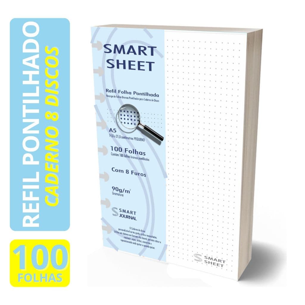 Refil Caderno Discos 90g Pontilhado A5 Pequeno 100 Folhas