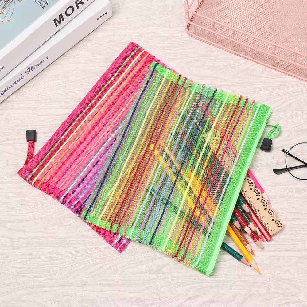 Kit 3 Bolsinha Estojo Nécessaire Pasta Nylon Multicolorido Bolsa Com Zíper Multiuso Organizadora
