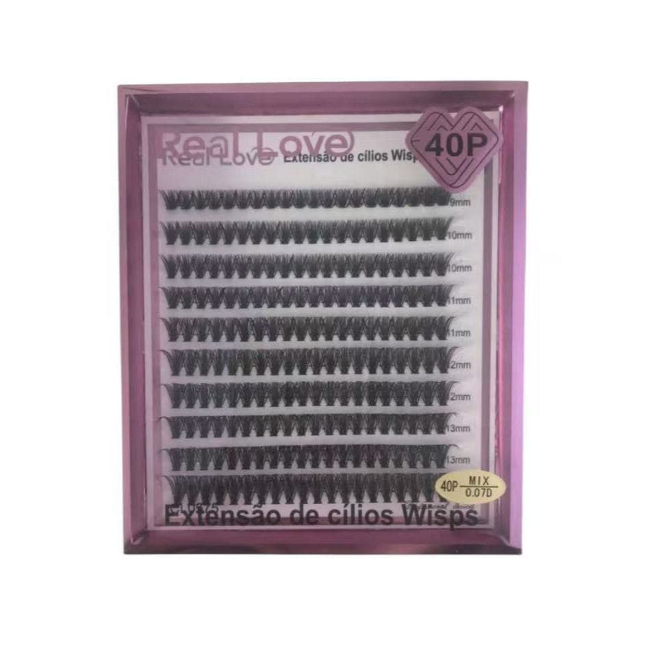 Cilios Fio A Fio Tufinhos Sem Nó Curvatura D 40P - Real Love