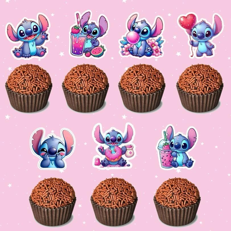50 Toppers Tags Docinhos Doces Stitch - Brigadeiro festa infantil stich stitche