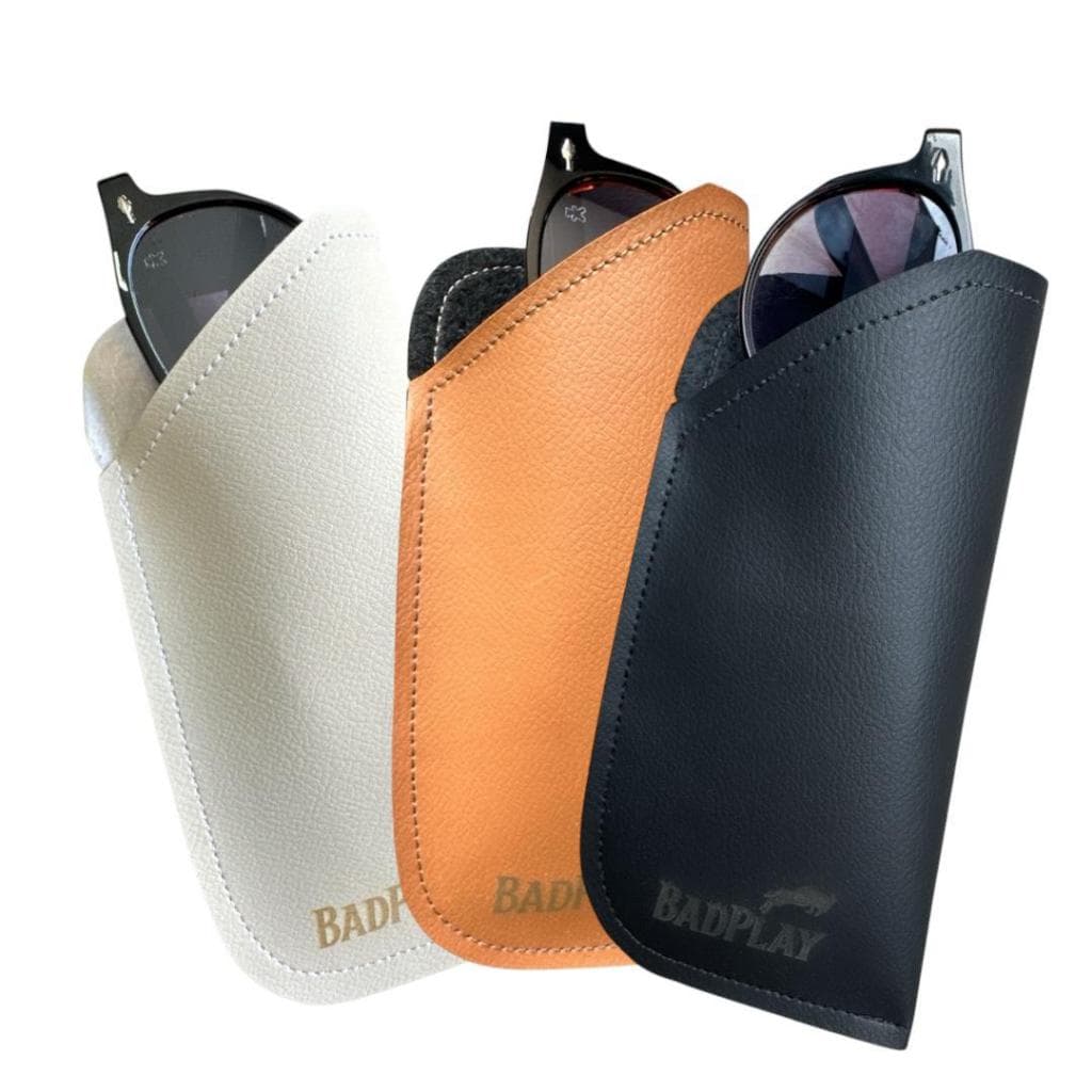 Kit 3 Porta Óculos Couro Ecológico Camurça Unissex Case Capa Estojo Personalizado Badplay