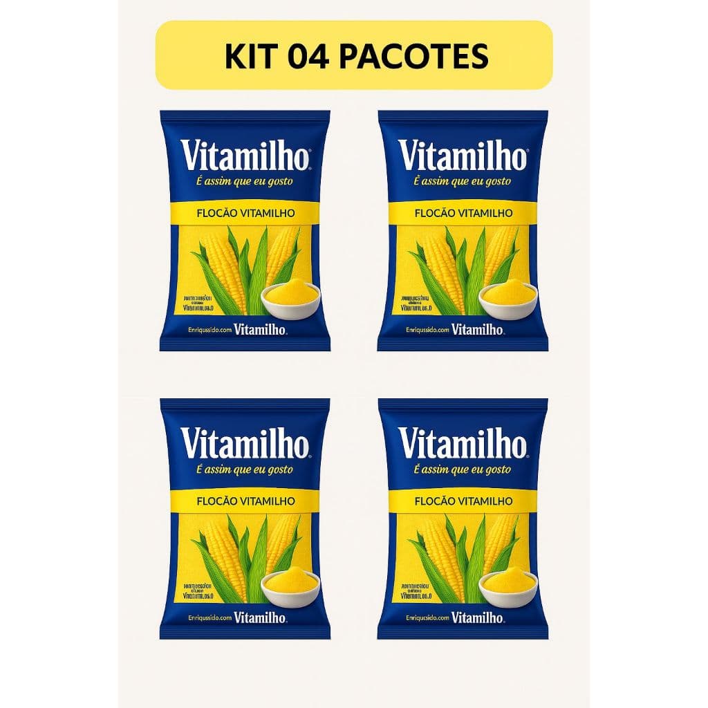 4 Pacotes Vitamilho Flocão Milho Cuscuz 500g cada Validade Longa
