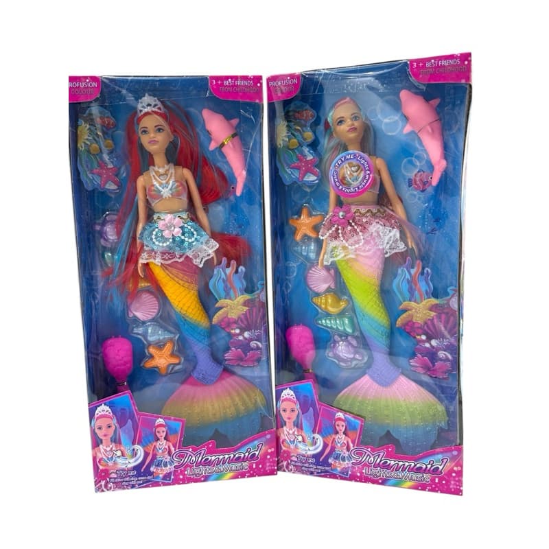 Boneca sereia princesa acende luz e som boneca princesa boneca sereia com acessórios