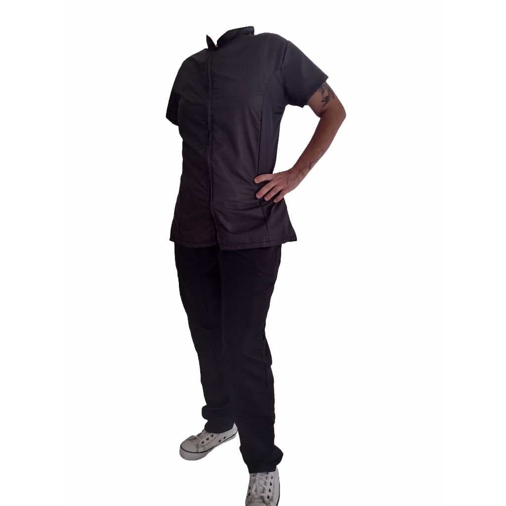 Jaleco De Tosador Feminino Com Calça Preto Anti Pelo Resistente a Agua