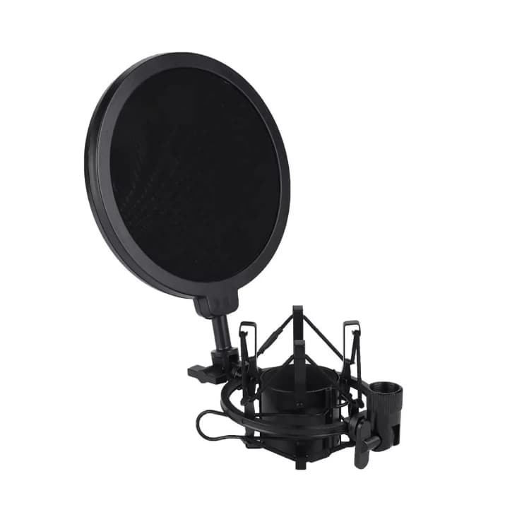 Suporte Microfone Shock Mount Com Pop Filter Smpf-01 Saty Bk