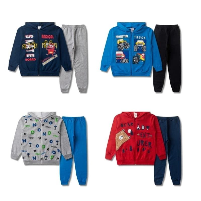 Kit 2 Peças de Inverno Infantil Menino 1 casaco e 1 calça de Moletom