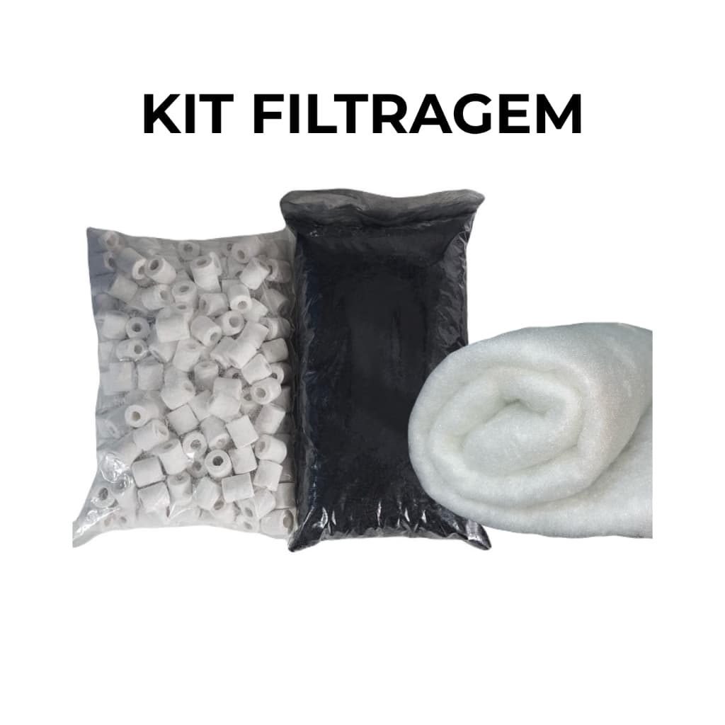 Kit Filtragem Completo Mídia Biológica + Carvão Ativado + Perlon 40x25cm