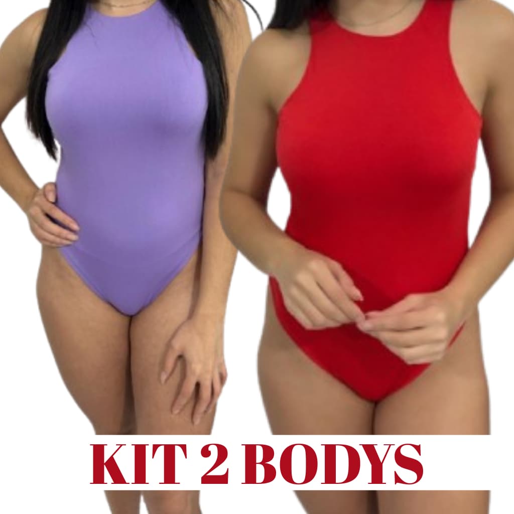kit 2 Body Feminino Regata Suplex Praia Maiô Moda Gringa Casual Confortável Alça Grossa Lisa