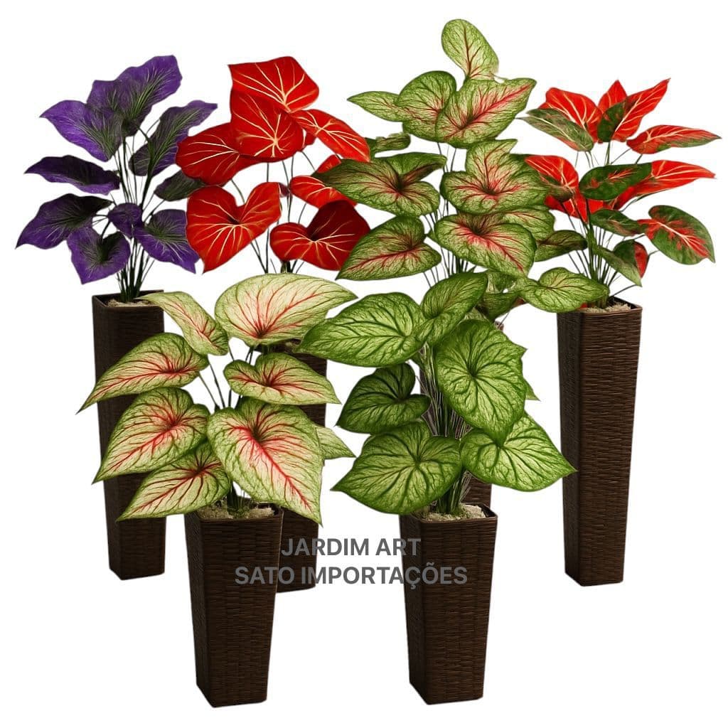 Arranjo Folhagem planta Artificial no Vaso Alto p/ Decoração