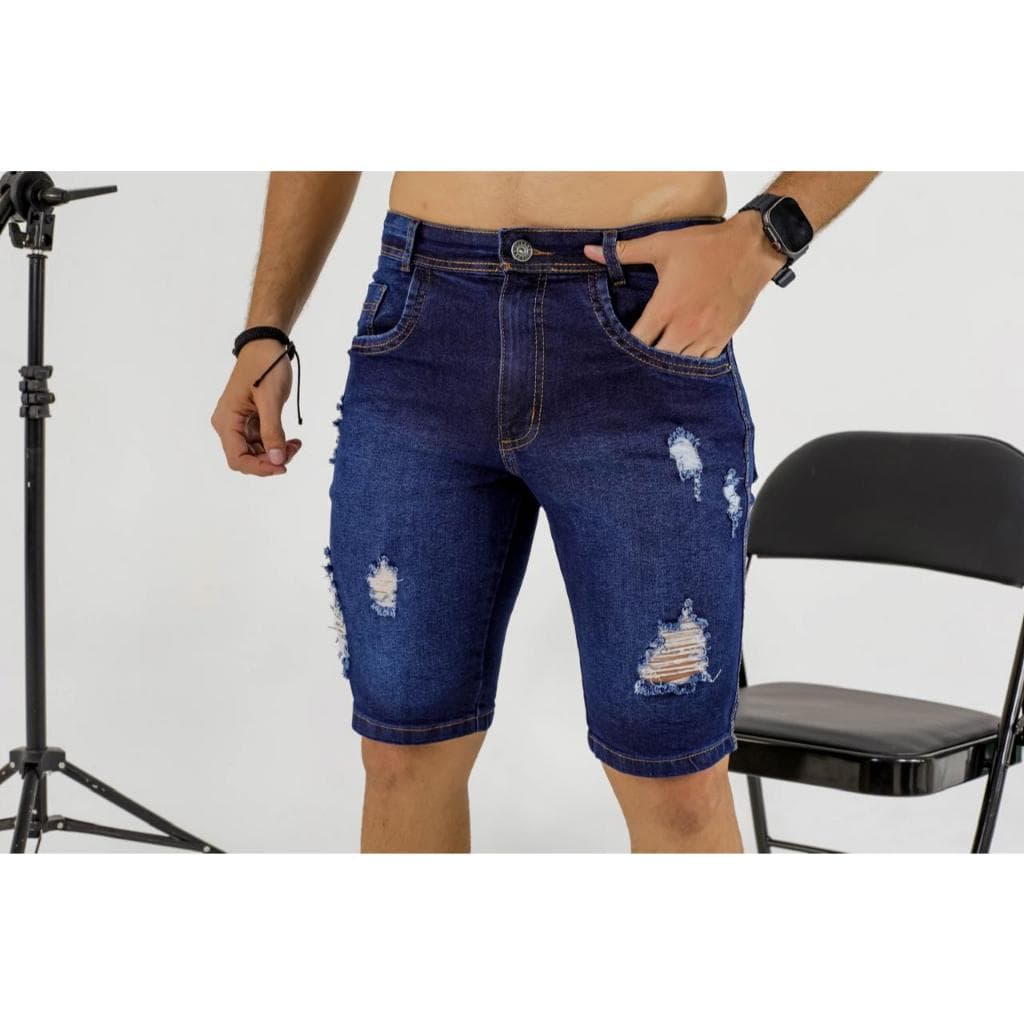Bermuda Masculina Detonada, Linha Premium com Lycra