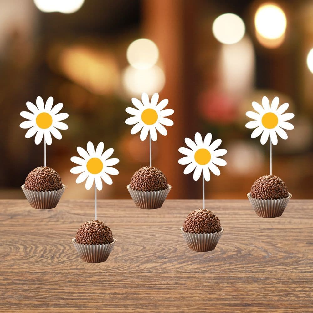 50 ou 100 Toppers de docinhos Margarida - Toper docinho Margaridas - Tag para doces Margaridas brancas - top doce flor