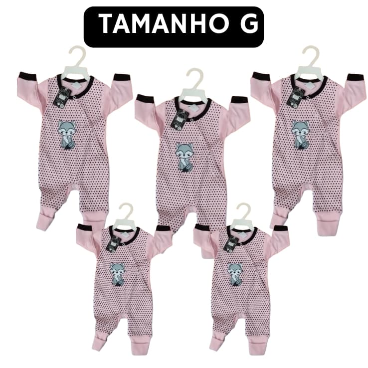 Macacão Feminino Bebê  rosa com preto