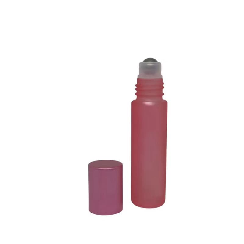 Kit 5 Frascos Vidro Rosa Fosco Rollon 10ml Premium Vidro Grosso para Perfume e Óleo Essencial