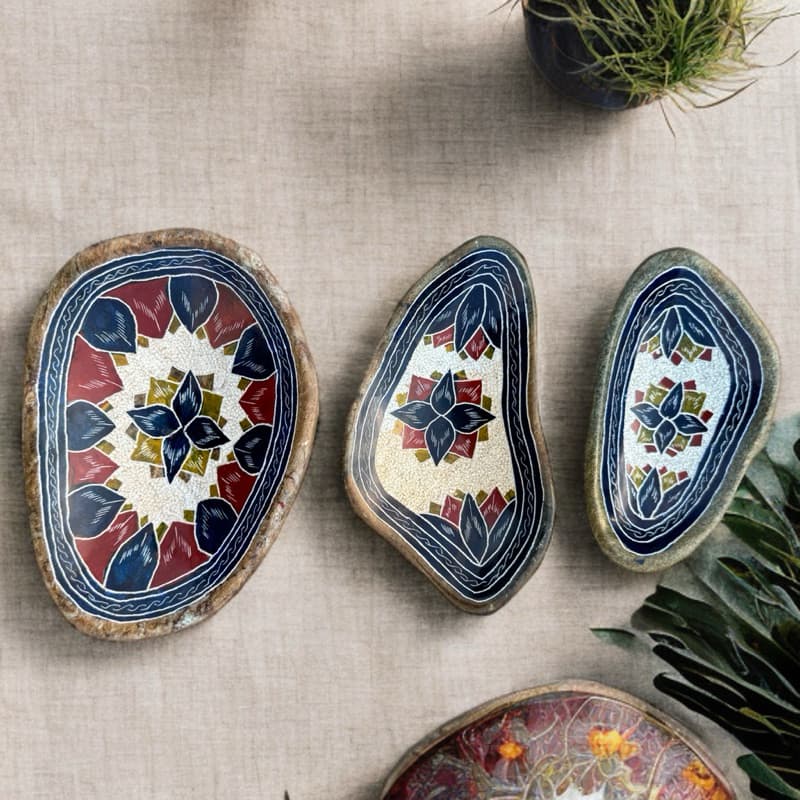 Kit 3 Mini Gamelas Petisqueiras em Pedra Sabão Decoração para Mesa de Centro Hacks e Mesa posta