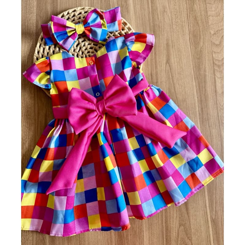 Vestido Infantil Menina BABY bebe rn junino xadrez festa listra São João