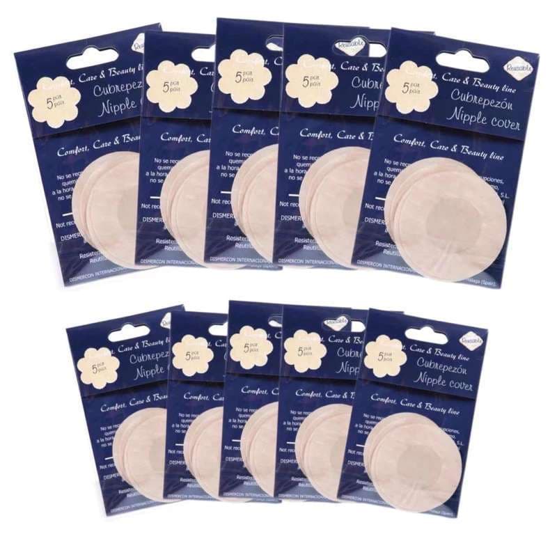 kit Até 50/100 Tapa-Seios Invisível Adesivo Protetor com 7,5cm de Diâmetro para Tampar Mamilos/Aureola...