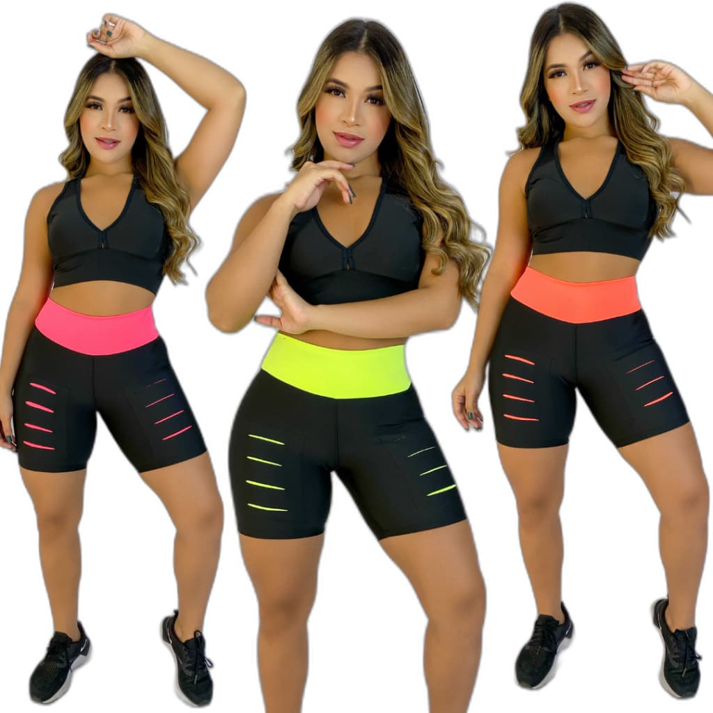 KIT COM 1 BERMUDA FEMININA + 1 TOP CORRIDA PROMOÇÃO CAMINHADA
