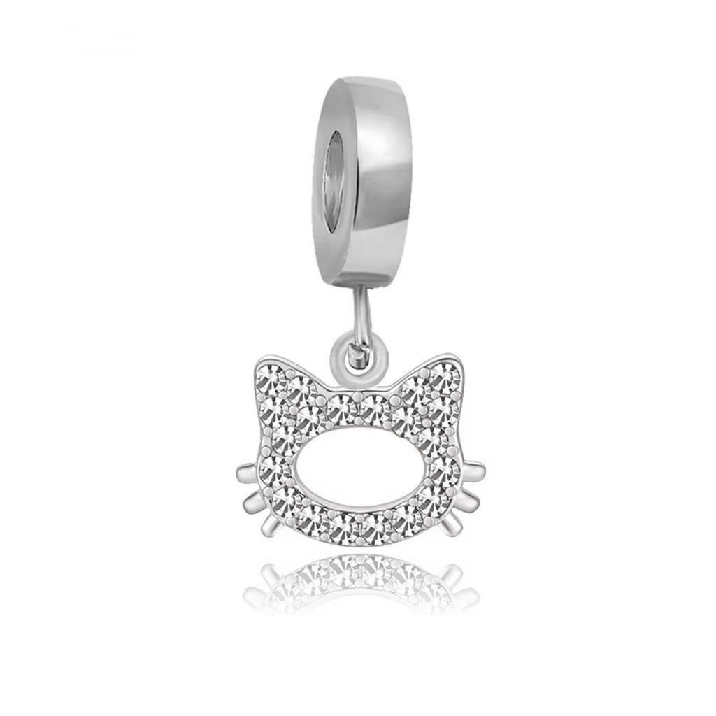 Berloque Aço Inox Gatinho Cristal
