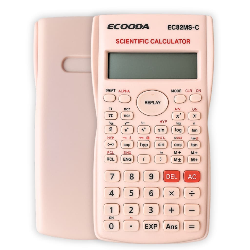 Calculadora científica 82MS 240 Funções Rosa 10 digitos portátil escritório estudante capa protetora