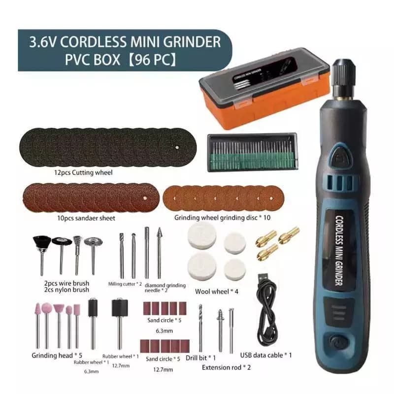 Kit 96 peças Mini Esmerilhadeira Sem Fio Conjunto De Elétrica Polidora Kit De Perfuratriz
