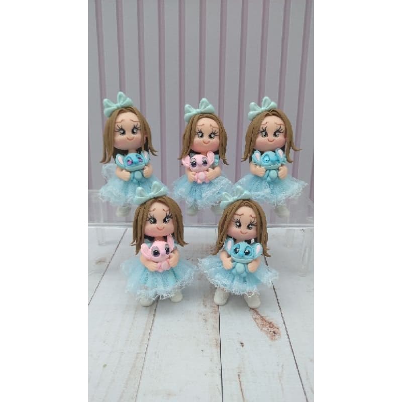 3 bonequinhas em biscuit personalizadas Stitch/Angel